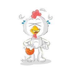 chicken dribble basketball character. cartoon mascot vector