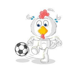 chicken kicking the ball cartoon. cartoon mascot vector