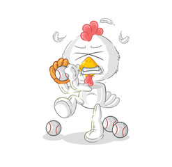chicken baseball pitcher cartoon. cartoon mascot vector