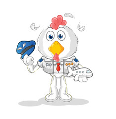 chicken pilot mascot. cartoon vector