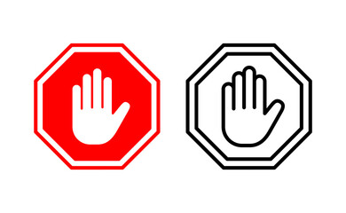Stop icon vector for web and mobile app. stop road sign. hand stop sign and symbol. Do not enter stop red sign with hand
