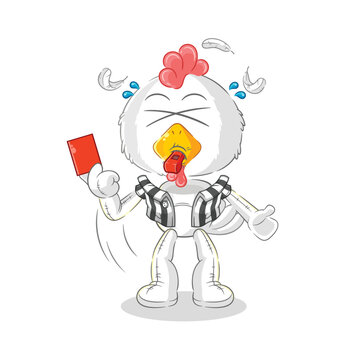 chicken referee showing red card clip art preview