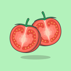 Slice Of Tomato Cartoon Vector Illustration. Fresh Tomato Flat Icon Outline. Tomato