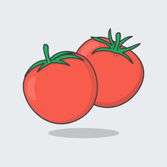Tomato Cartoon Vector Illustration. Fresh Tomato Flat Icon Outline. Tomato