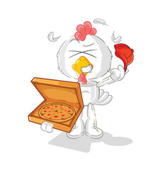 chicken pizza delivery boy vector. cartoon character