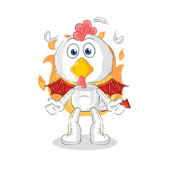 chicken demon with wings character. cartoon mascot vector