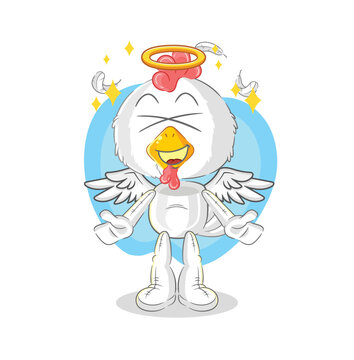 chicken angel with wings vector. cartoon character