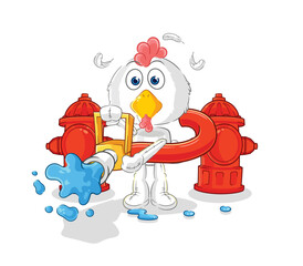 chicken firefighter vector. cartoon character