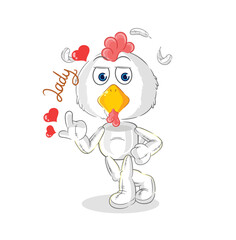 chicken flirting illustration. character vector