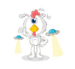 chicken alien cartoon mascot vector