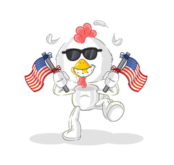 chicken american youth cartoon mascot vector