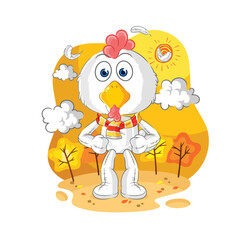 chicken in the autumn. cartoon mascot vector