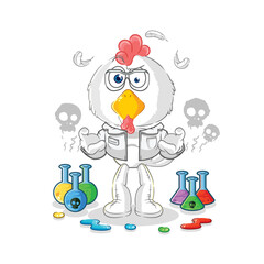chicken mad scientist illustration. character vector