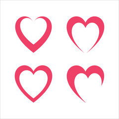 Collection of heart illustrations, Love symbol icon set, love symbol vector.