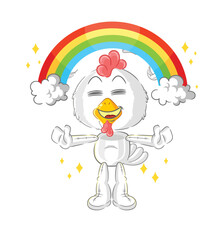 chicken with a rainbow. cartoon vector
