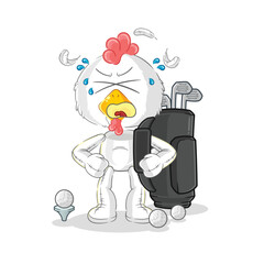 chicken with golf equipment. cartoon mascot vector