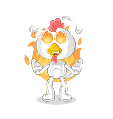 chicken on fire mascot. cartoon vector