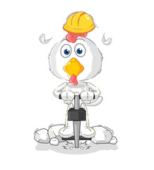 chicken drill the ground cartoon character vector