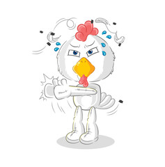 chicken swat fly character. cartoon mascot vector