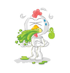 chicken throw up cartoon. cartoon mascot vector