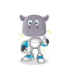 hippopotamus robot character. cartoon mascot vector