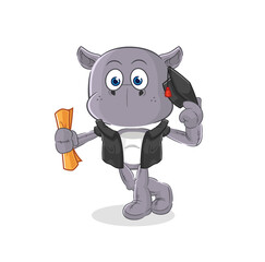 hippopotamus graduation vector. cartoon character