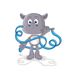 hippopotamus Rhythmic Gymnastics mascot. cartoon vector