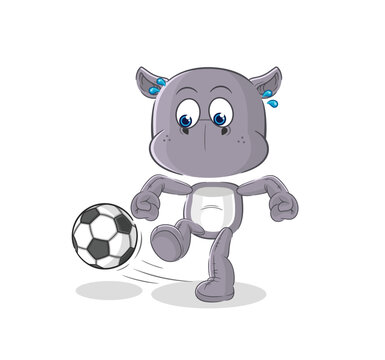 hippopotamus kicking the ball cartoon. cartoon mascot vector
