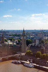 aerial view of big ben in london skyline