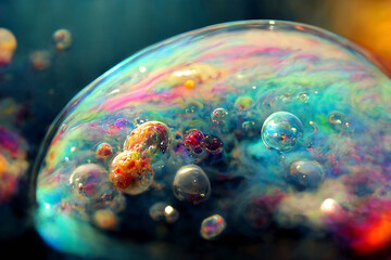 The bubble with colorful element in its