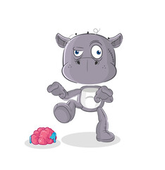 hippopotamus zombie character.mascot vector