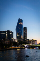london one blackfriars skyline at sunset along the thames river