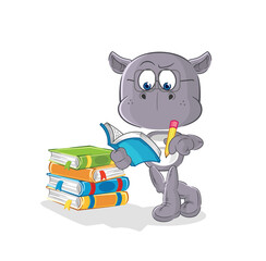hippopotamus studying mascot. cartoon vector