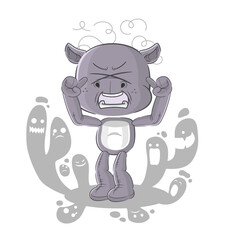 depressed hippopotamus character. cartoon vector