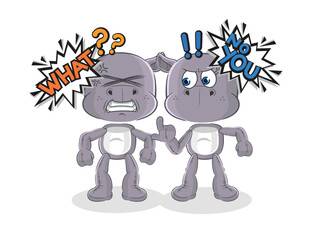hippopotamus arguing each other cartoon vector