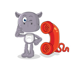 hippopotamus call mascot. cartoon vector