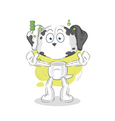 dalmatian dog full battery character. cartoon mascot vector