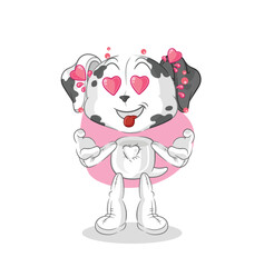 dalmatian dog fallin love vector. cartoon character