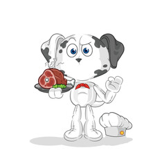 dalmatian dog chef with meat mascot. cartoon vector
