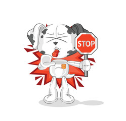 dalmatian dog holding stop sign. cartoon mascot vector