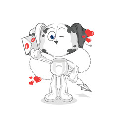 dalmatian dog hold love letter illustration. character vector