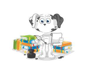 dalmatian dog writer vector. cartoon character