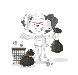 dalmatian dog Throw garbage mascot. cartoon vector