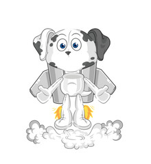 dalmatian dog with jetpack mascot. cartoon vector