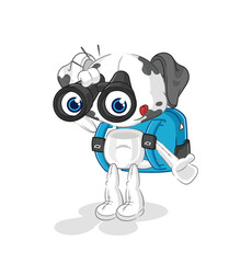 dalmatian dog with binoculars character. cartoon mascot vector