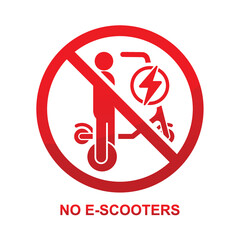 No e-scooters sign isolated on white on background vector illustration.