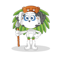 dalmatian dog tribal man mascot. cartoon vector