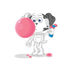 dalmatian dog chewing gum vector. cartoon character