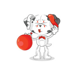 dalmatian dog pantomime blowing balloon. cartoon mascot vector
