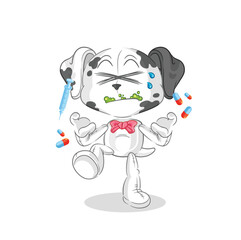dalmatian dog drug overdose. cartoon illustration